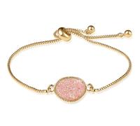Humble Chic NY Simulated Druzy Chain Bracelet for Women - Boho Stackable Adjustable Bolo Slider Bracelet, One size, metal, no gemstone