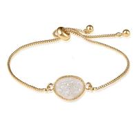 Humble Chic NY Simulated Druzy Chain Bracelet for Women - Boho Stackable Adjustable Bolo Slider Bracelet, One size, metal, no gemstone