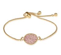 Humble Chic NY Simulated Druzy Chain Bracelet for Women - Boho Stackable Adjustable Bolo Slider Bracelet, One size, metal, no gemstone