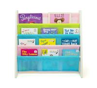 Humble Crew 4 Tier Children's Bookshelf | Forward-Facing | Pastel | 4-Tier Storage | Forward-Facing Display | Deep Fabric Pockets | Child-Friendly Height | Wooden Frame | Space-Saving