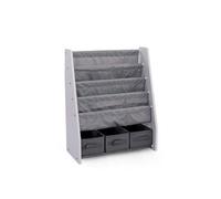 Humble Crew Children's Bookcase Storage Rack With 4 Tiers, Children's Bookrack, Bookshelf, White/grey