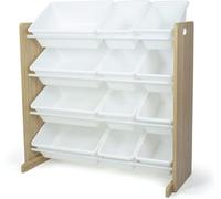 Humble Crew Children's Shelf, Toy Organiser Shelf With 12 Storage Boxes, Natural/white