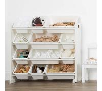 Humble Crew Children's Shelf, Toy Organiser Shelf With 12 Storage Boxes, White/white