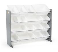 Humble Crew Children's Shelf, Toy Organiser Shelf With 16 Storage Boxes, Grey/white