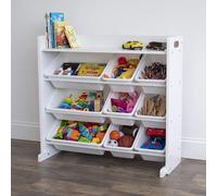 Humble Crew Children's Shelf, Toy Organiser Shelf With 9 Storage Boxes, White/white