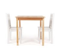 Humble Crew Children's Wooden Square Table And 2 Chairs Set, Natural/white