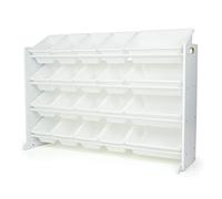 Humble Crew Extra-Large Toy Organizer with 20 Plastic Bins - White/White Storage Rack with 4-Tier Shelves, Anti-Tip Safety, for Kids’ Rooms, Playrooms, Nurseries & Classrooms