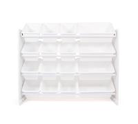 Humble Crew Extra-Large Wooden Toy Storage Organiser for Children & Toddlers, with 16 BPA Free Plastic Removable Storage Bins, Ideal for Storing Toys, Games, Books and Craft Supplies - White