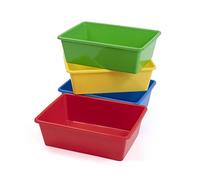 Humble Crew Toy Storage Bins for Kids, Set of 4, Primary Colors - Large, Sturdy, Colorful Plastic Storage Bins for Classroom, Playroom, Nursery and More - Premium Toddlers Toy Organizer