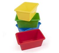 Humble Crew Toy Storage Bins for Kids, Set of 4, Primary Colors, Small - Sturdy, Colorful Plastic Storage Bins for Classroom, Playroom, Nursery, and More - Premium Toddlers Toy Organizer Bins