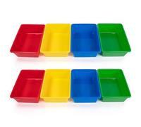 Humble Crew Toy Storage Bins for Kids, Set of 8, Primary Colors, Large - Sturdy, Colorful Plastic Storage Bins for Classroom, Playroom, Nursery, and More - Premium Toddlers Toy Organizer Bins