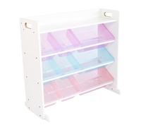 Humble Crew Toy Storage Organizer with Top Shelf and 9 Removable Bins, White/Purple/Pink/Blue - Toddler Bookshelf with Toy Organizer - Modern Toy Rack Ideal for Kids' Rooms, Playrooms, and Nurseries