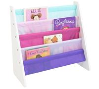 Humble Crew, White/Pink/Purple/Blue Kids Book Rack Storage Bookshelf, 4 Tiers, 25" W x 11" D x 24" H