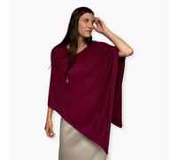 Humble Hilo Handloomed Cashmere Poncho Wrap and Dress Topper Lightweight Cozy Versatile, Cable Knit, Burgundy, One size