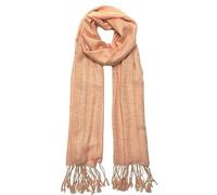 Humble Hilo Handmade Shimmer Thread Scarf or Shawl Large Lightweight Neckscarf Wrap for Women with Metallic Embroidery, Peach/Gold, 80 inches x 24 inches