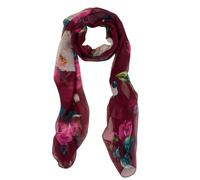 Humble Hilo Pattern Chiffon Scarf Sheer Lightweight Headband Accessory for Women, Roses, Burgundy, One Size