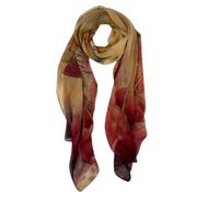 Humble Hilo Pattern Chiffon Scarf Sheer Lightweight Headband Accessory for Women, Water Lilies, Burnt Orange, One Size