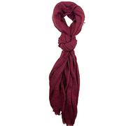 Humble Hilo Womens Woven Bohemian Style Gauze Scarf,Shawl, Head Wrap Fringed Edge Lightweight, Long Folds Small, Burgundy, One Size