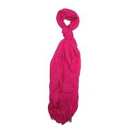 Humble Hilo Womens woven cotton Bohemian style gauze scarf shawl fringed edge, Pink, One Size