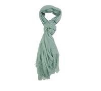 Humble Hilo Womens woven cotton Bohemian style gauze scarf shawl fringed edge, Sage, One Size