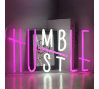 Humble Hustle Neon Sign LED Neon Lights for Wall Decoration Night Lights for Room Party Decor Office Man Cave Bedroom Christmas Gifts USB Power Pink and White(16.5 * 8.7")