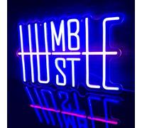 Humble&Hustle Neon Sign Light Up for Wall Decor Hustle Led Sign for Gym Small Acrylic Art Decor for Office Bedroom Decorations 16.54x9.45 inch