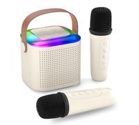 Humble Karaoke Series Mini Bluetooth Wireless Karaoke Speaker with 2 Mics and 4 inbuilt Voice Effects for Home Parties, Singing, Kids | RGB Lights (BT 5.3/TF Card), and Type-C Charging Port - Cream