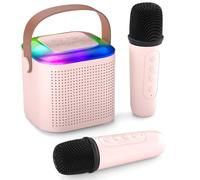 Humble Karaoke Series Mini Bluetooth Wireless Karaoke Speaker with 2 Mics and 4 inbuilt Voice Effects for Home Parties, Singing, Kids | RGB Lights (BT 5.3/TF Card), and Type-C Charging Port - Pink