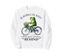 Humble Kind Frog Riding Bike Leave Worries Behind Sweatshirt