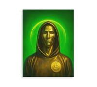 HumblePleb 11 x 14 Inch Bitcoin Wall Art Canvas Print with Hidden InnerPine Wood Frame, Satoshi Nakamoto Crypto Currency Design, Premium Polyester Canvas, Home Office Decor