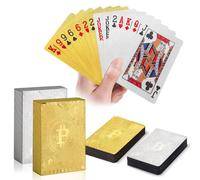 HumblePleb 2 Pack Bitcoin Waterproof Playing Cards, Gold & Silver Foil PET Plastic Poker Deck, 2.25 x 3.43 Inch Durable Washable Crypto-Themed Cards for Poker, Game Night & Gifts