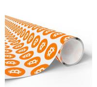 HumblePleb Bitcoin Gift Wrapping Paper Roll - 17" x 10ft or 30" x 10ft, Crypto Themed Birthday & Holiday Gift Wrap for Christmas, Parties, and Special Occasions (Orange, 17" x 10ft)