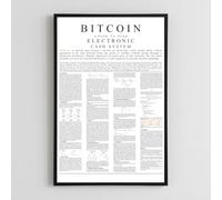 HumblePleb Bitcoin Whitepaper Crystal Porcelain Wall Art with Aluminum Frame, 12 x 18 Inch, Waterproof High-Gloss Crypto Decor (White)