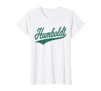 Humboldt County CA Varsity Script Classic Sporty Jersey Value Graphic T-Shirt, Women, White, S