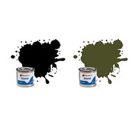 Humbrol AA0360 14ml No. 1 Tinlet Enamel Paint 33 (Black Matt) & AA1688 14ml No. 1 Tinlet Enamel Paint 155, Green (Olive Drab Matt)