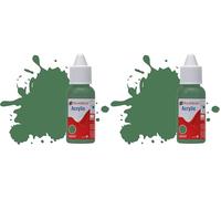 Humbrol Acrylic Paint No 101 Mid Green Matt dropper bottle,14ml (Pack of 2)