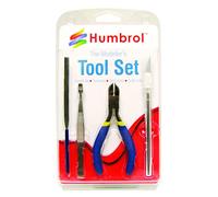 Humbrol AG9150 Model Tools Kit Modeler Basic Tools Craft Set Hobby Building Tools for Modeller's Building and Fixing 4 Piece for Airfix Kits Sprue Clippers, Tweezers, Needle File and Knife