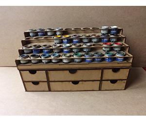 Humbrol Paint Stand For 40x Tins Of Enamel Paint And Drawers - Revell Paint Rack Storage