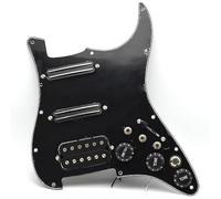 Humbucker Electric Guitar Pickguard Pickup with Singlecut Wiring Loaded Prewired Pickguard SSH Guitar Pickguard Swith Control Scratchplate Assembly for Fender Strat Guitar (Right Hand-Black-Black)