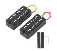 Humbucker Pickup Set, Open Style Double Coil, Black 2 Holes, 4 String Electric Bass Guitar - Adjustable Height, Thick Distortion Tone, Live Performance Essential