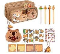Humdcdy Capybara Stationery Set - Capybara Stationery Cute Pencil Case Set - Storage Organizer with Notepads Rulers for Kids Teen Students Classroom Middle Elementary School Christmas Party