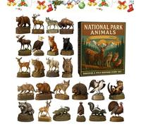 Humdcdy Christmas Countdown Calendar | 2D Acrylic Ornament,24 Days National Park Animal Tree Decorations,for Wall Seasonal Display Winter Window Party