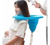 Humdcdy Foldable Hair Shampoo Basin with Adjustable Neck Strap, Portable PVC Shampoo Basin with Drain for Elderly, Pregnant Women, Children