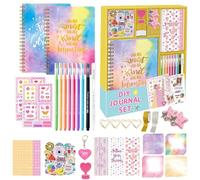 Humdcdy Girls Journal Kit, Girls Creative Scrapbook and Journaling Set, DIYScrapbooking Handmade Art Journal Supplies, Arts and Crafts for Kids