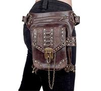 Humdcdy Medieval Belt Bag - Waist Leg Bag Steampunk Pouch PU Leather Pack | Fashion Gothic Waterproof Steampunk Bag for Women Girls Men Hiking
