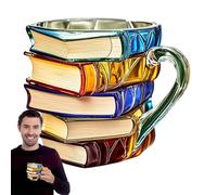 Humdcdy Painted Book Mug, 3D Coloring Book Coffee Cup with Charming Themed Designs, Resin Painted Reading Coffee Cup for HomeOffice Decor for Lovers