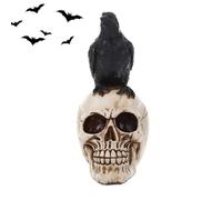 Humdcdy Raven Skull Halloween Decorations, Realistic Crow Skull Halloween Decoration Outdoor Garden Ornaments, Crow Perching Skeleton Figurine For Halloween Party Patio Patio