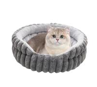 Humdcdy Round Cat Bed - Donut Puppy Kitten Bed for Indoor Cats - Warm Plush Pad for Kitten Small Medium Breed Apartment Living Room Bedroom Home Indoor Outdoor Backyard Porch