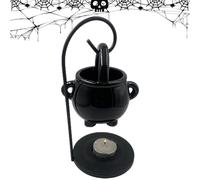 Humdcdy Witch Cauldron Oil Burner,Halloween Ornaments Wax Burner | Black Oil Incense Aroma Diffuser Home Decor, Spirit Meditation Decorations