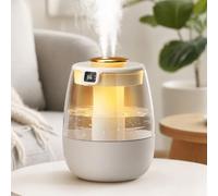 Humidifier for Bedroom, 1.3L Cool Mist Humidifier, Quiet Air Humidifier with 3 Modes with Night Light, Waterless Auto-Off Mini Humidifier with Display and Dual Nozzle for Bedroom, Plants and Office
